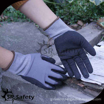 SRSAFETY 15 guage nylon spandex nitrile foam glove breathable,Sandy finish